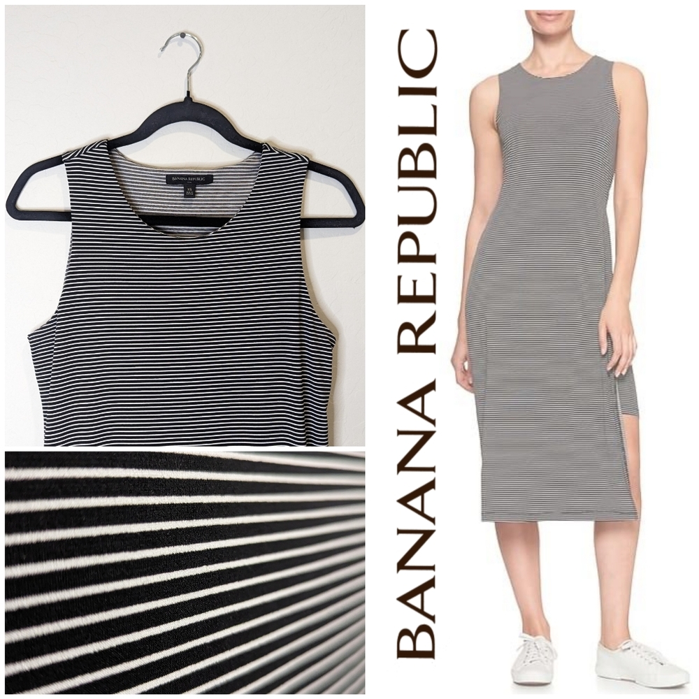 Banana Republic Stripe Slit Midi Dress